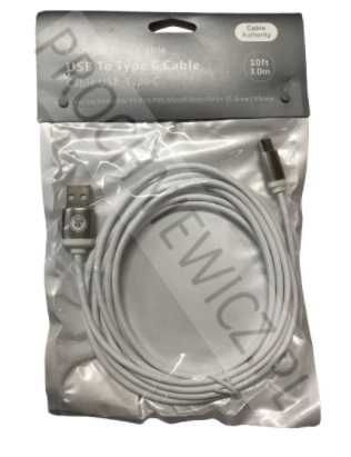 Kabel biały wtyk USB - wtyk USB-C 3m