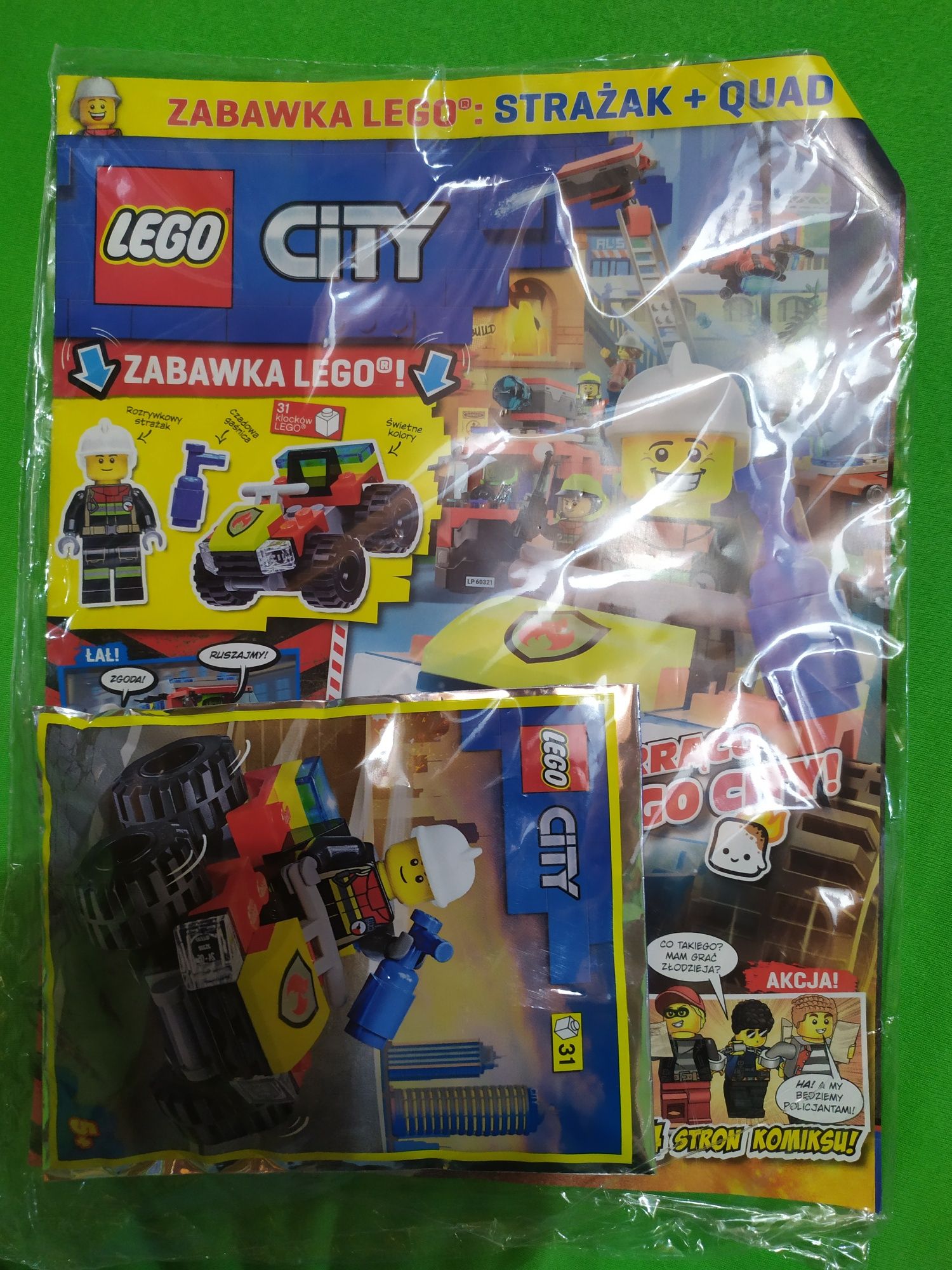 LEGO City magazyn 06/2022 + klocki strażak, quad