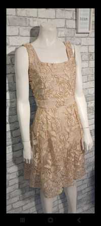 Suknia damska rozmiar XL, złota, rozkloszowana, mini