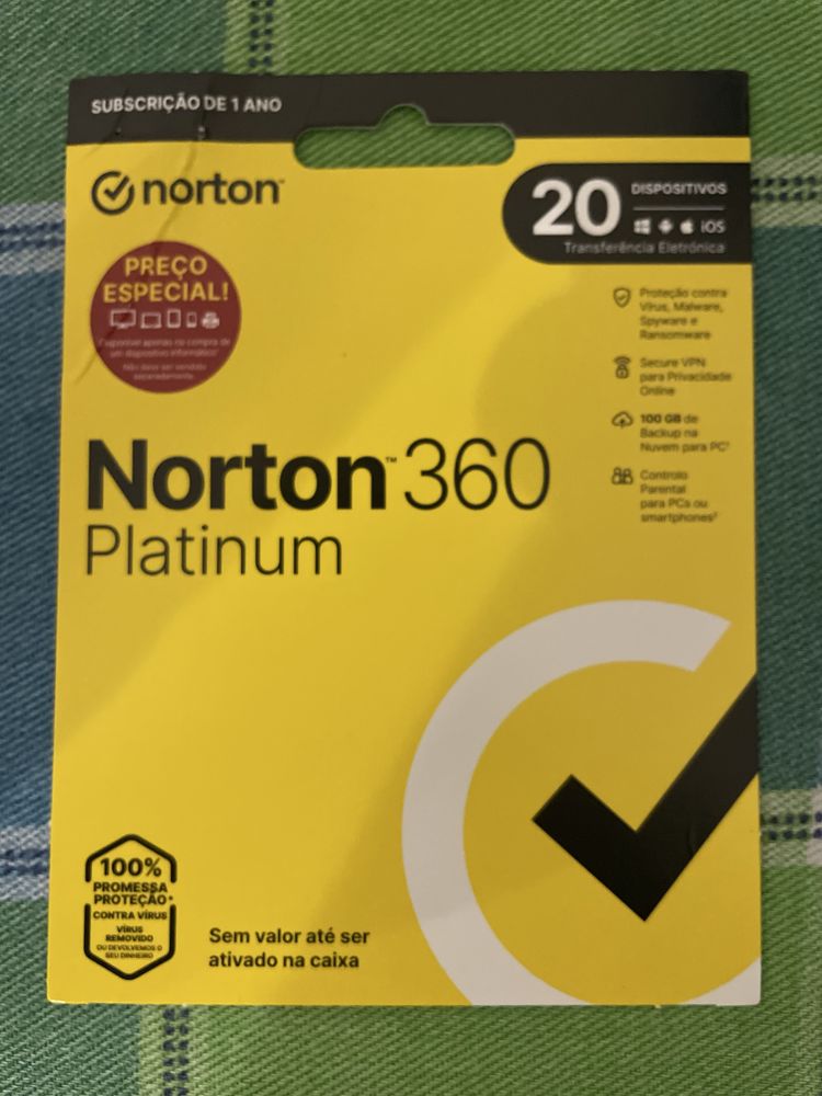 Norton 360 antivirus validade 1 ano 20 dispositivos