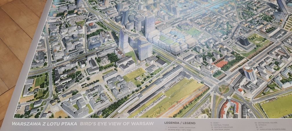 Mapa  centrum Warszawy 3D, plakat.