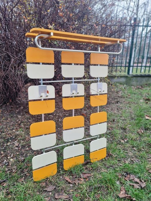 Wieszak ścienny, kolorowa garderoba vintage ,lata 70,mid-century