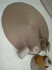 Плетений скандинавський килимок круглий, джутовий килим
коврик джутови
