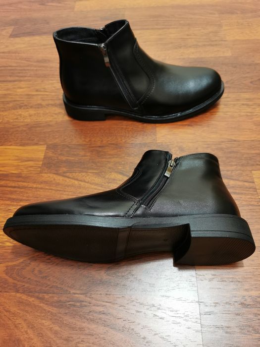 Sztyblety Eleganckie Skórzane Ocieplane Buty Męskie - Gruba Podeszwa