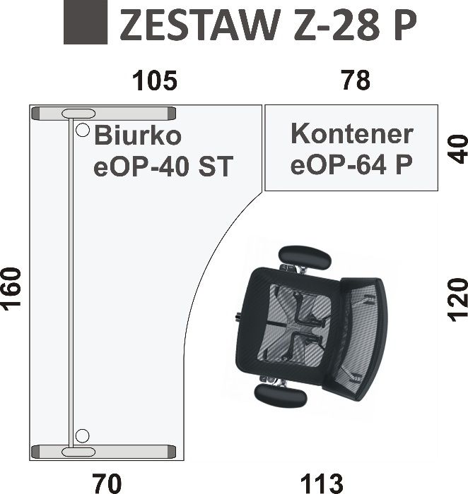 biurko na stelażu + kontener