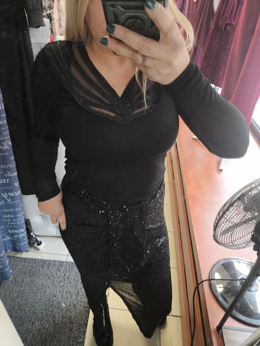 Piękny komplet spódnica cekiny i bluzka rozm S m  l