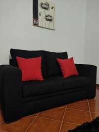 Conjunto 2 sofás tecido preto