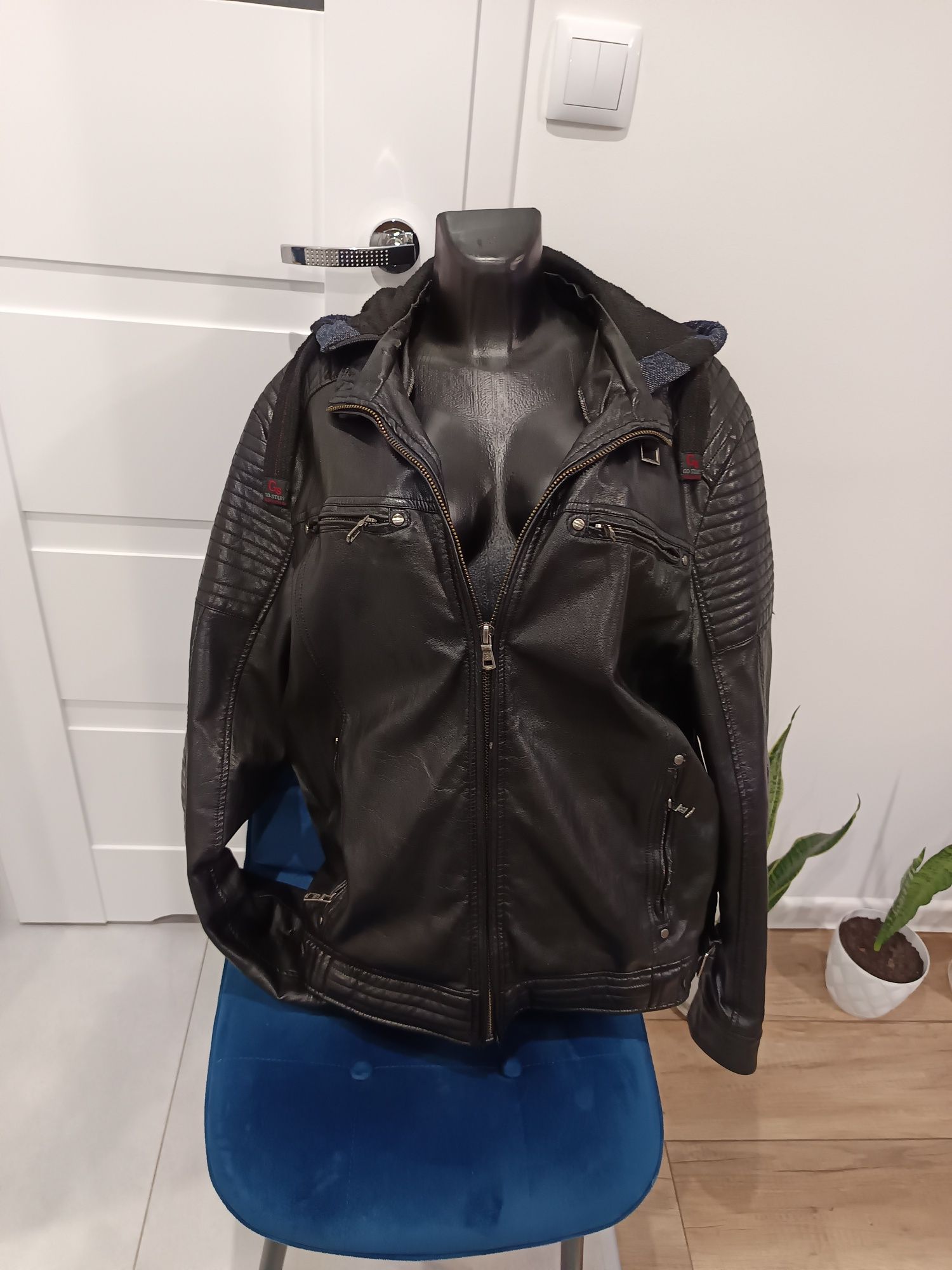 Kurtka motocyklowa  eko skóra z kapturem Go start XXL