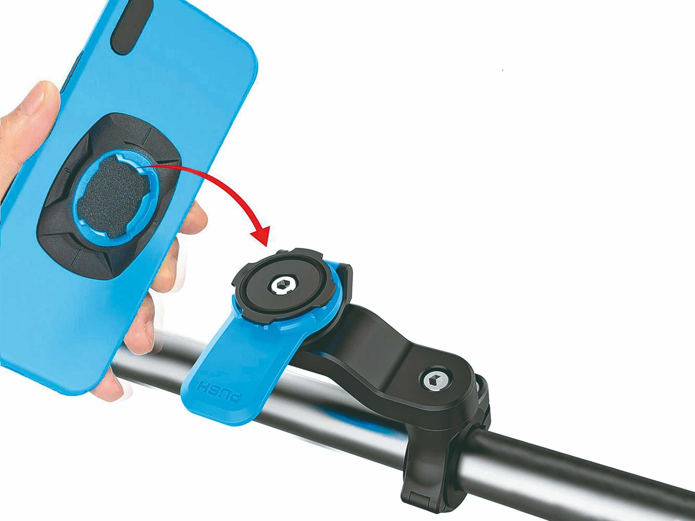 Adaptador de telemóvel com adesivo para suporte género Quad Lock