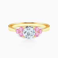 Szafiry białe i różowe  certyfikat Savicki Fairytale pierścionek