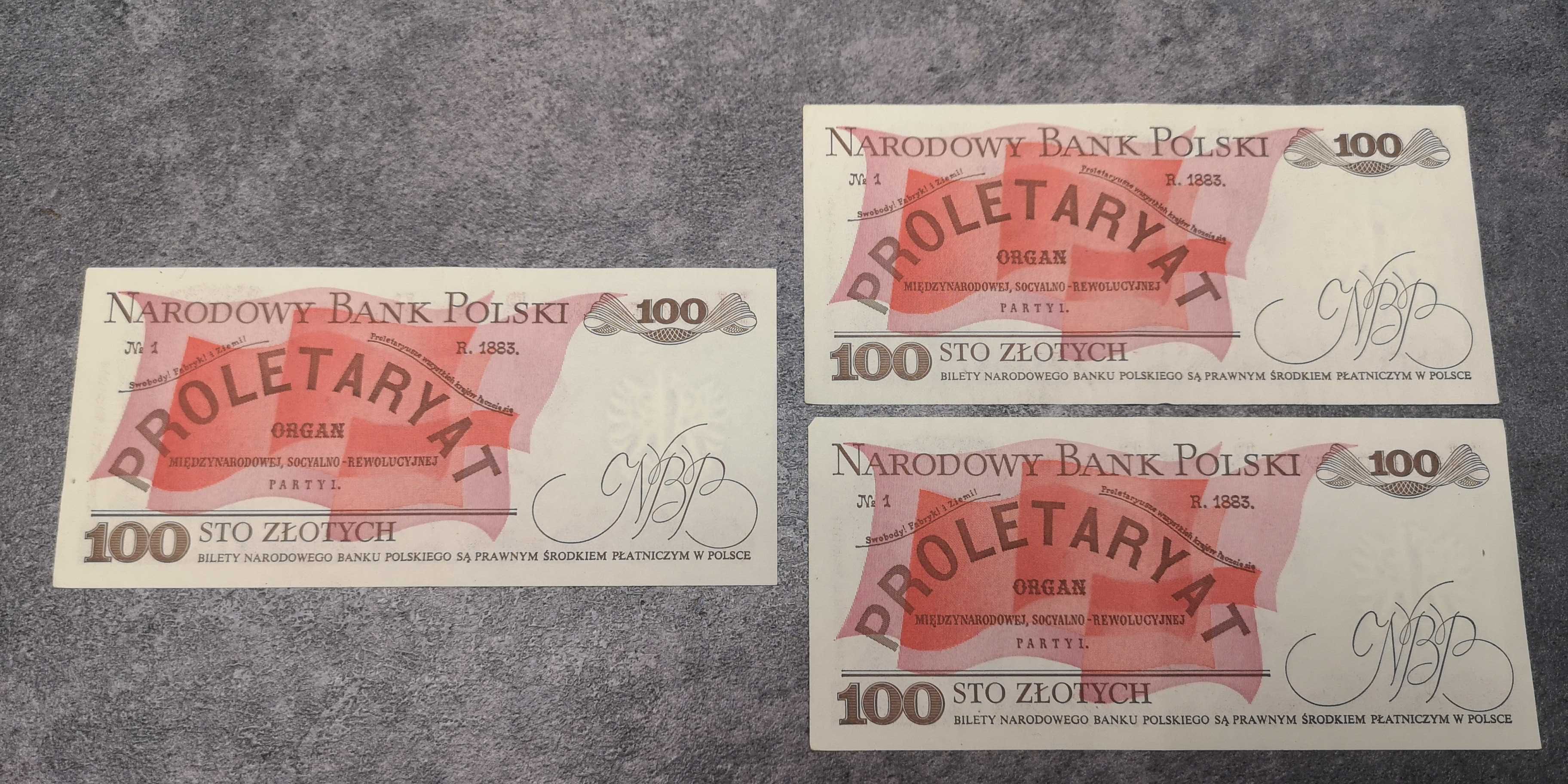 Banknoty 100 zł 1986r kolejne numery