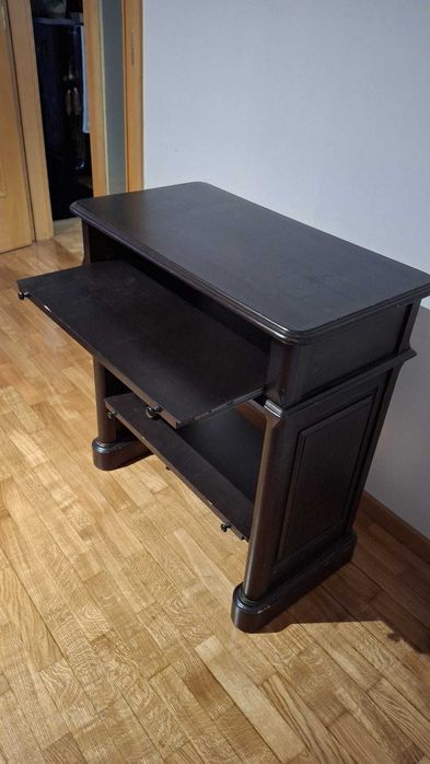 Móvel de computador em madeira maciça – com prateleira para impressora