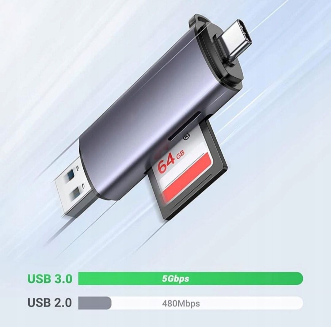 Czytnik Kart SD microSD TF 2w1 USB 3.0 USB-C 5Gb/s