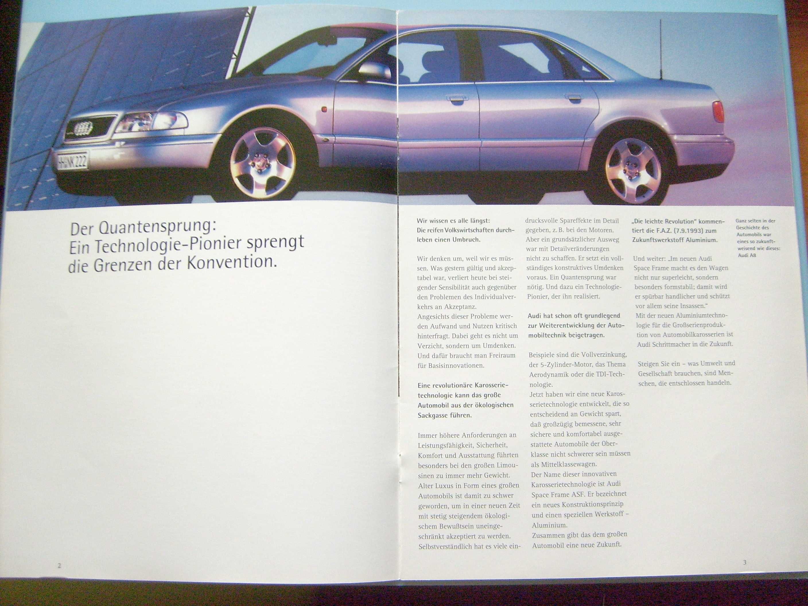 AUDI A8 / D2 (2.8 & 4.2 Quattro) 1994 + 1997 + 1998 / zestaw folderów