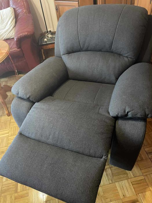 Fotel wypoczynkowy, rozkładany, szary melanż