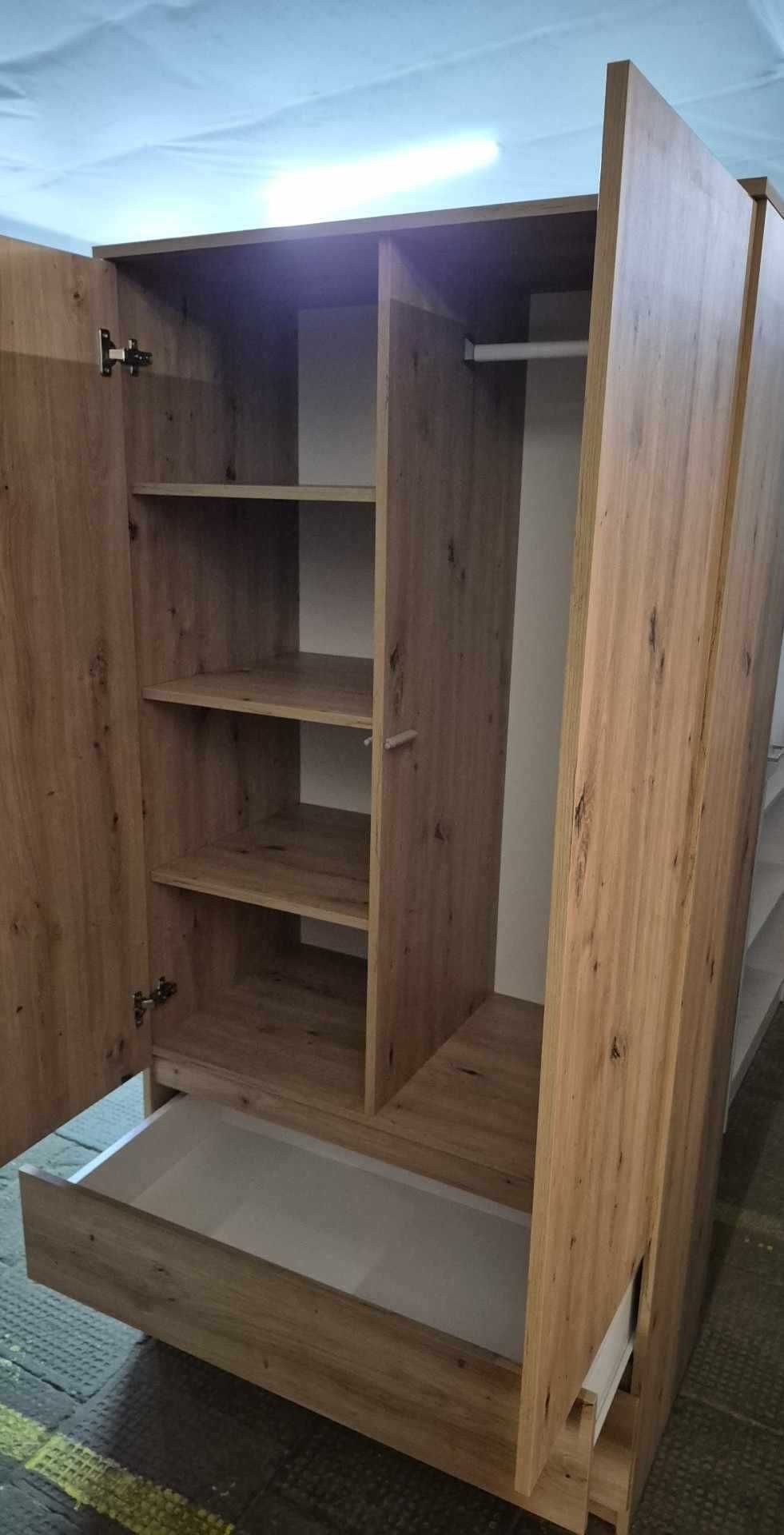 Funkcjonalna szafa 90 cm – drążek, półki i szuflady!