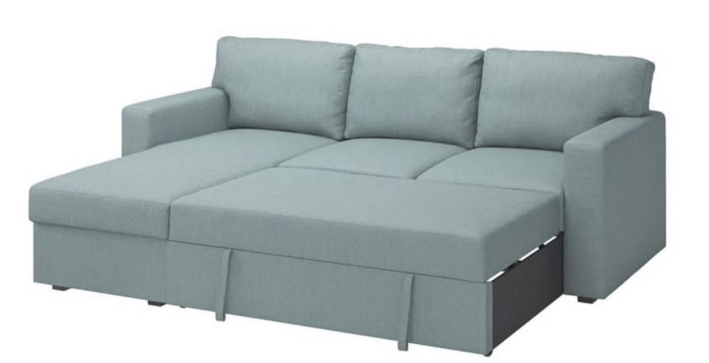 Sofá-cama com chaise reversível – usado em bom estado!