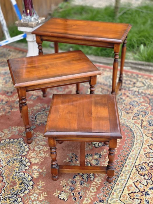 Stoliki 3 szt trojak drewniane wiśniowe #1724 Stylowy Węgrów