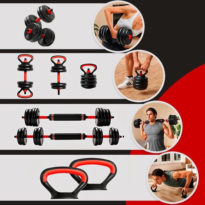 Kit 50kg Halteres Barra kettlebell