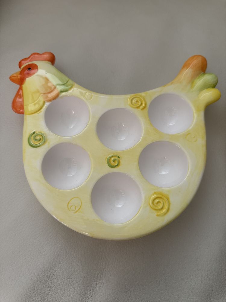 Home&you talerz na jajka z ceramiki kurka i jajko ceramiczne