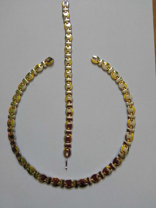 naszyjnik + bransoletka złoto-srebrny