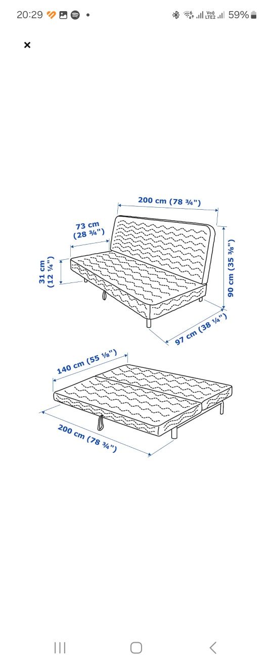 Sofa rozkładana 200×140