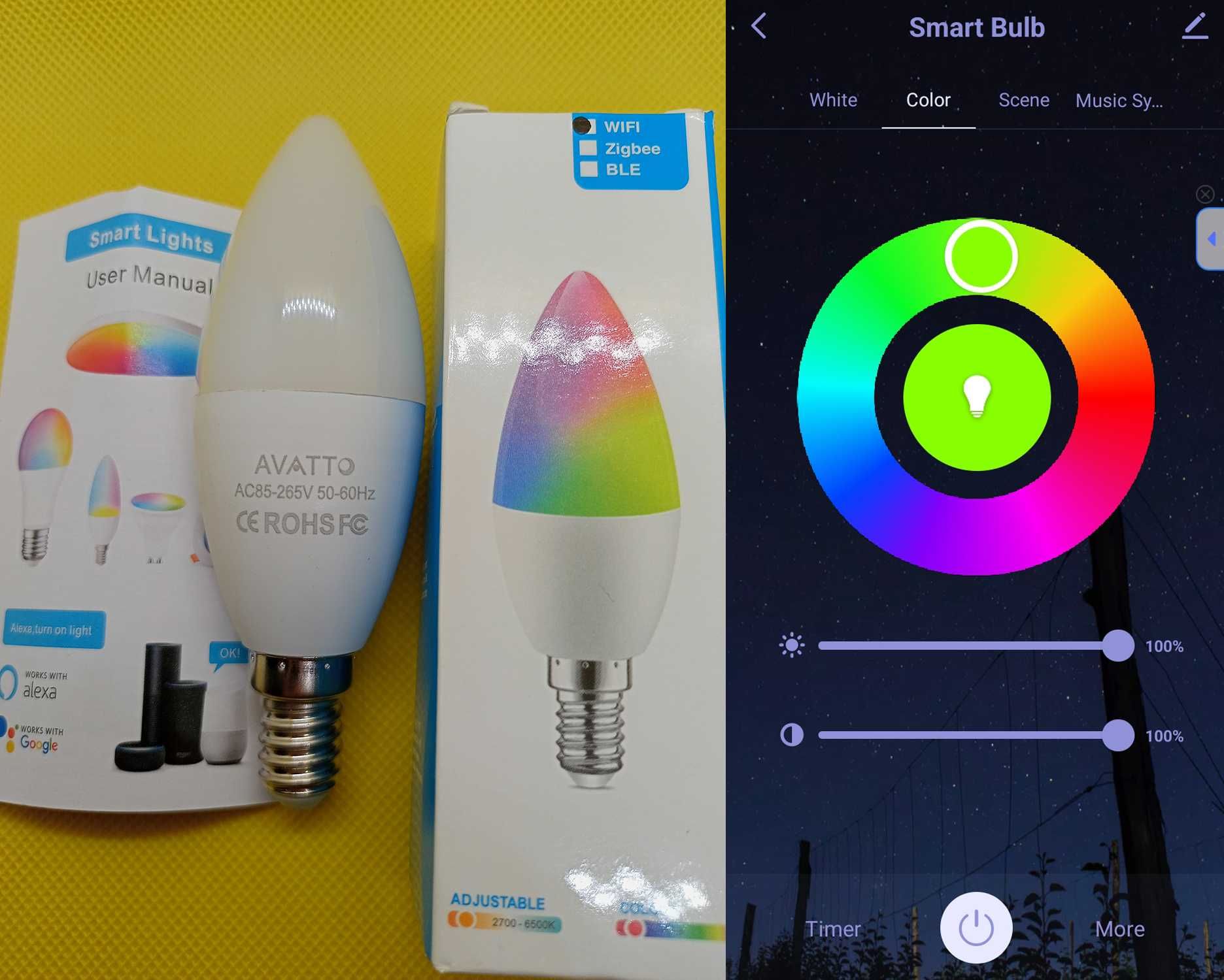 Розумна лампа Zigbee WI-FI Bluetooth MOES E27 GU10