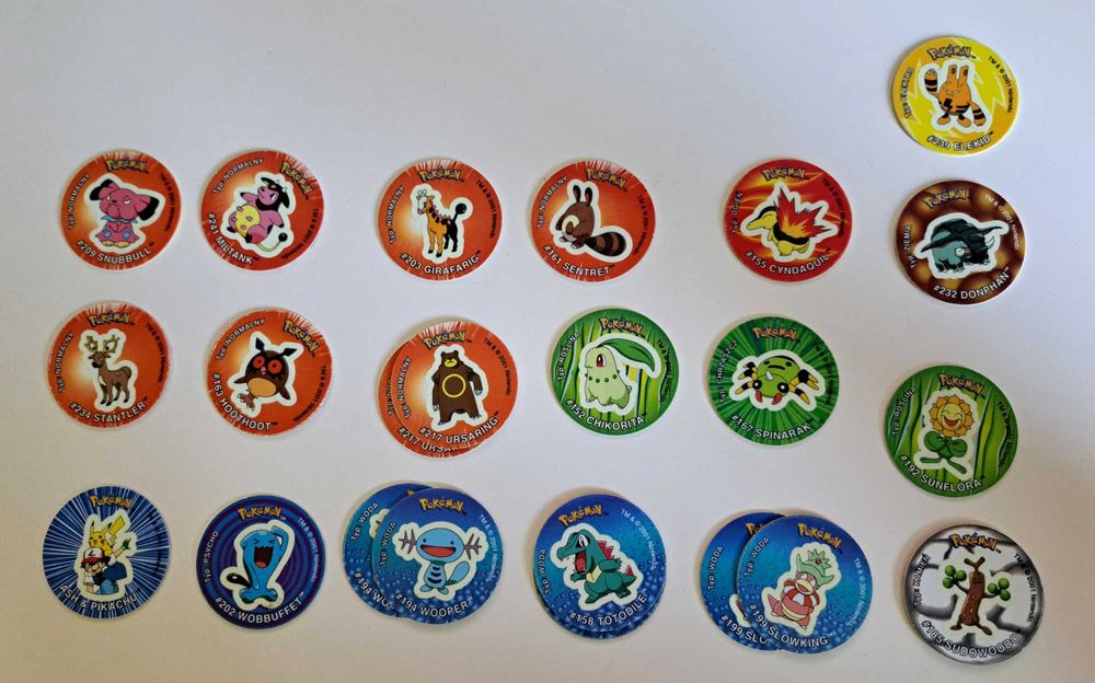 Pokemon FLESZ Tazo 19/22 sztuki ZESTAW kasple żetony