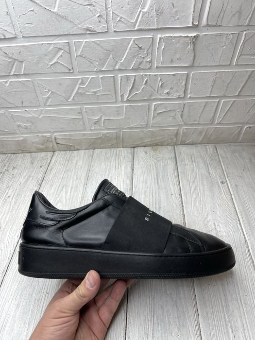 Крутые черные кожаные мокасины john richmond rock n' roll sneakers