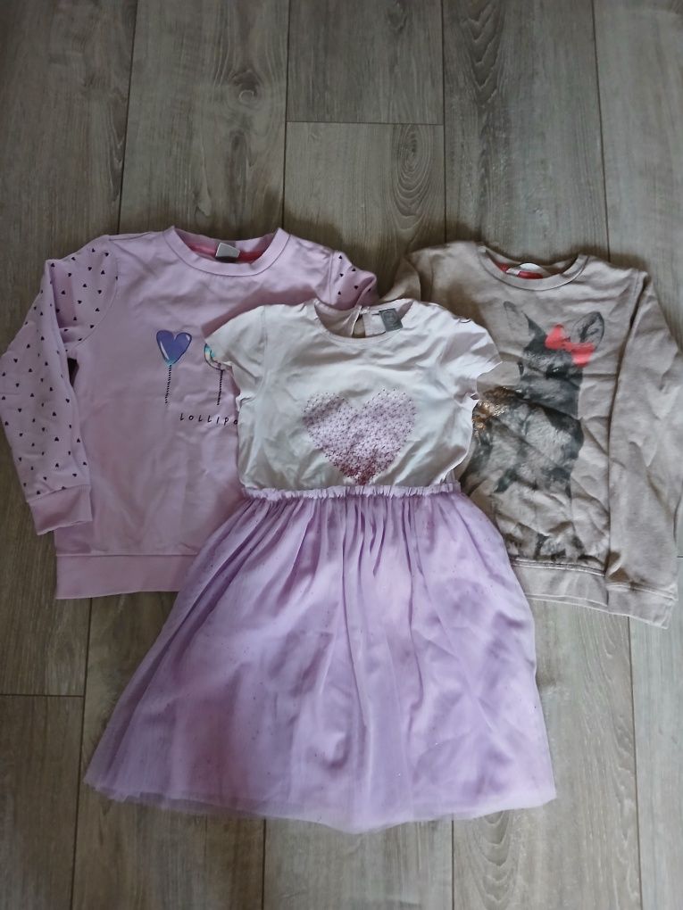 Zestaw 2 bluzy i sukienka h&m pepco sarenka tiul