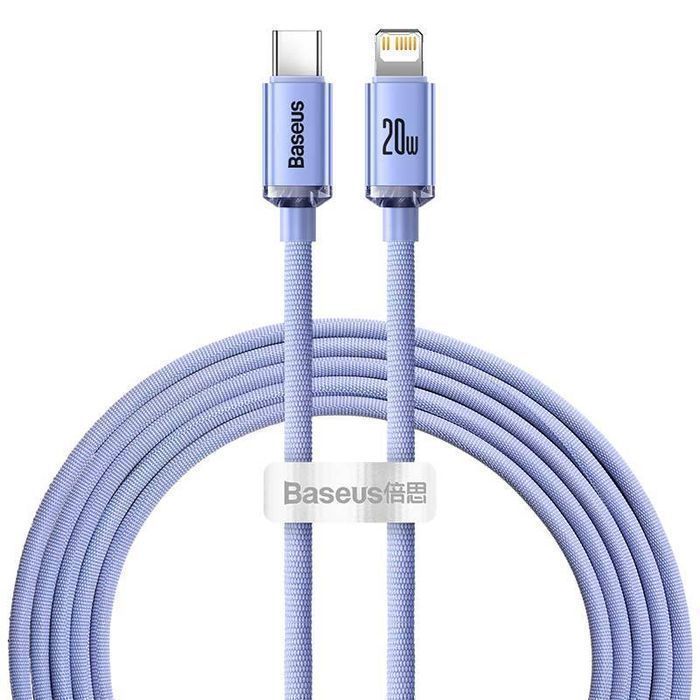 Kabel Usb-C Do Lightning Baseus Crystal, 20W, Pd, 2M (Fioletowy)