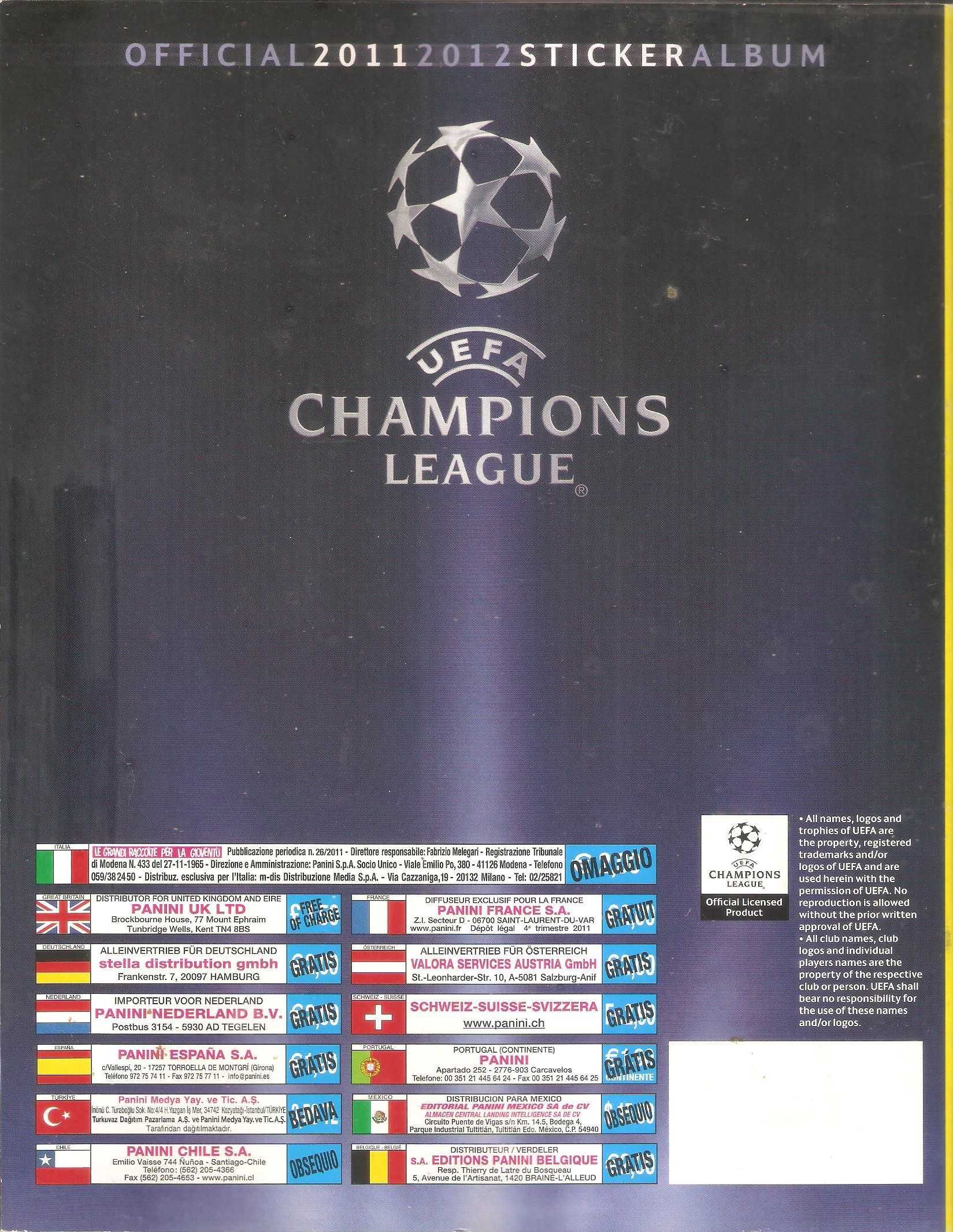 caderneta UEFA champions league 2011 com Messi na capa