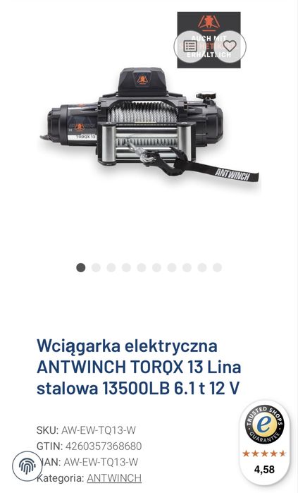 ANTWINCH TORQX 13 Wyciagarka OFFROAD Patrol Defender