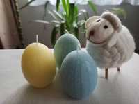 Świeca świeczki jajko wielkanocne Wielkanoc święta błękit tłoczone