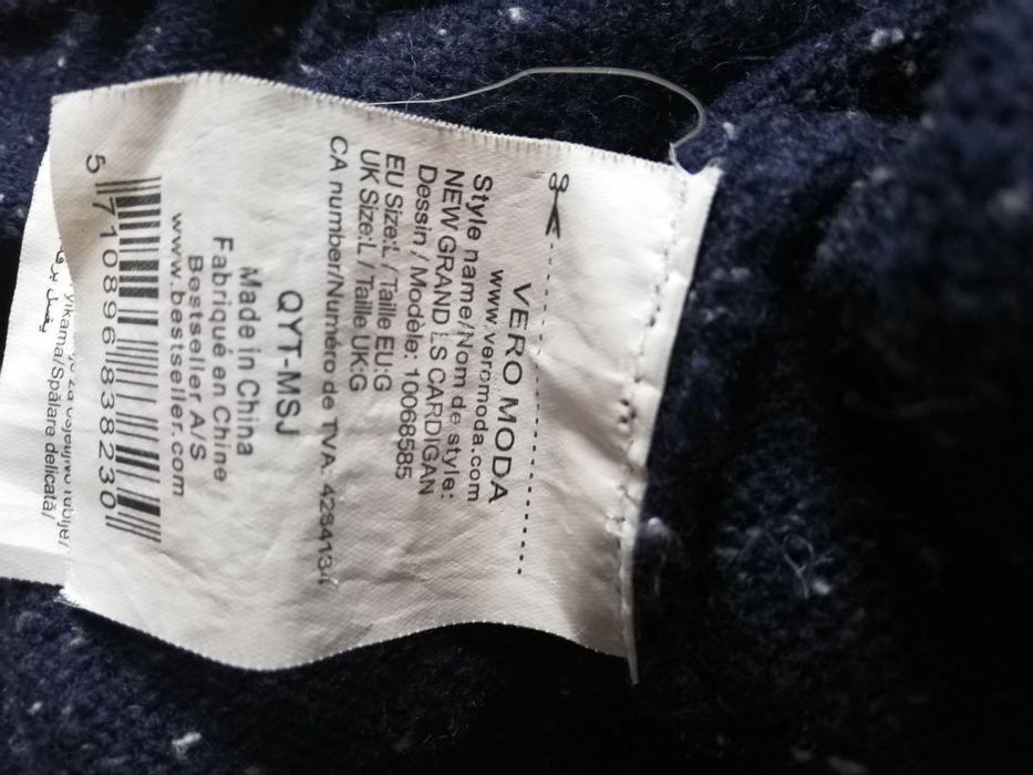 Sweter damski ciemnogranatowy droga mleczna gruby z guzikami L rozmiar