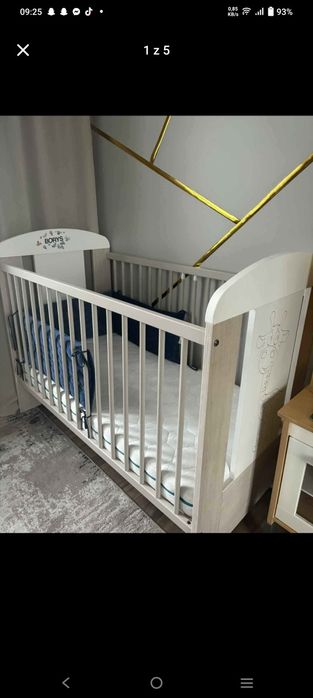 Łóżeczko dzieciece Safari dąb santana materac pianka kokos 120x60