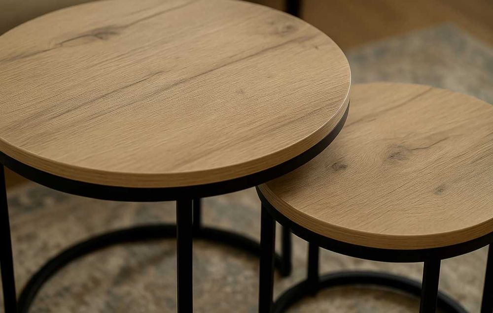 Nowe Stoliki Kawowe Zestaw 2szt. Stolików Okrągłych do Salonu Domu