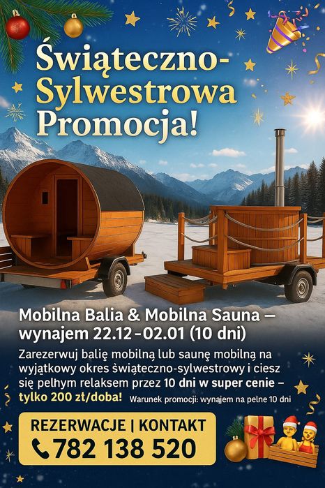 Balia mobilna, sauna mobilna (3 doby = transport gratis)
