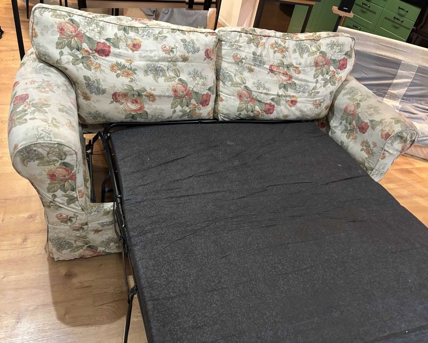 Sofa rozkładana styl IKEA EKTORP poduchy pierze materac nowy mechanizm