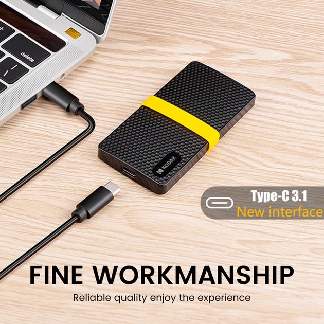 Продам внешний SSD 1TB Kodak X200, USB Type-C 3.1 Черный