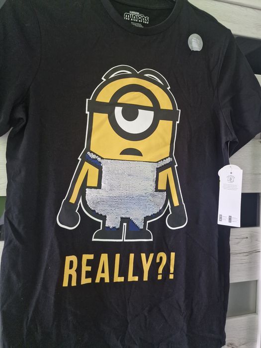Koszulka t-shirt młodzieżowy cekiny Minionki 170 cm 14-15 lat nowa