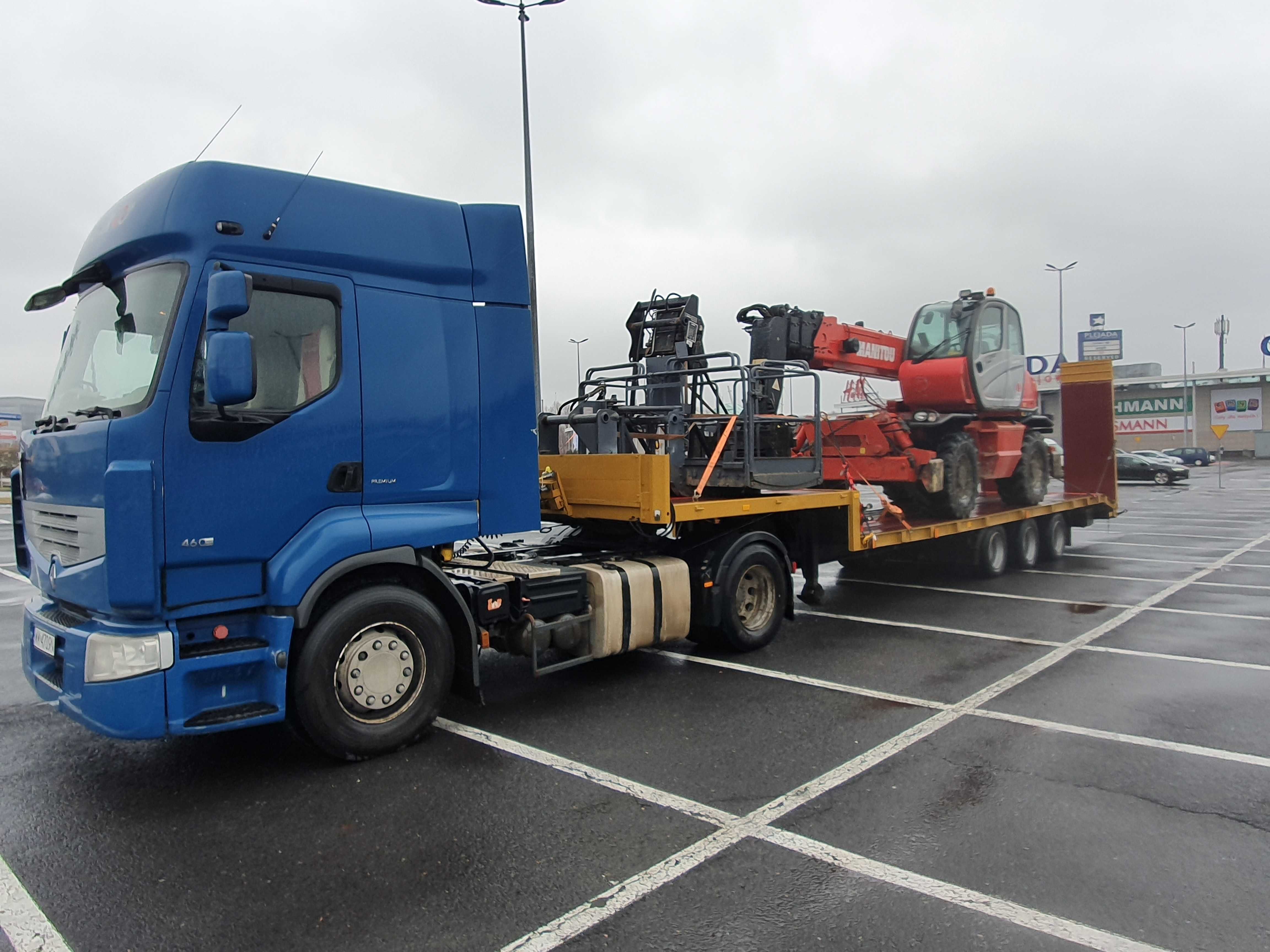 Transport niskopodwoziem maszyn budowlanych, rolniczych, materiałow