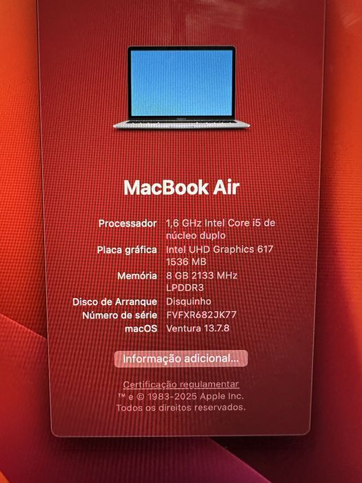 Macbook Air 2019 A1932 8Gb RAM 128Gb SSD