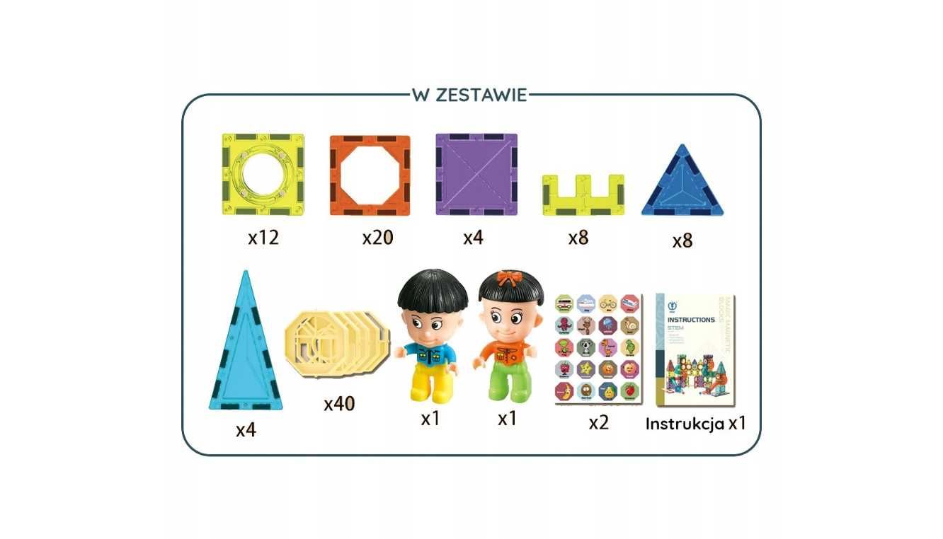 WOOPIE Klocki Magnetyczne Zamek 98 el. Konstrukcyjne 3D Układanka
