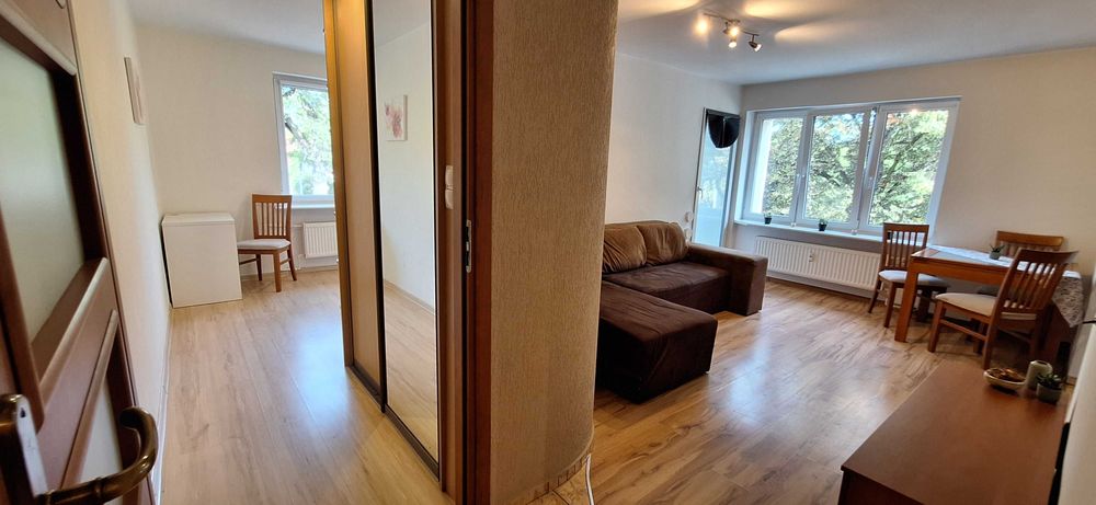 Mieszkanie 2 pokoje (43,6m2) + piwnica, las -50m, jezioro Rusałka 400m