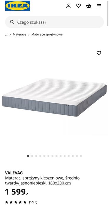 Materac Ikea Valevag średniotwardy