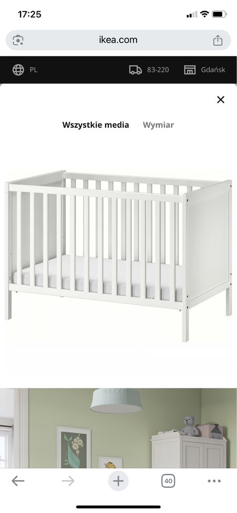 Ikea sundvik lóżeczko 60x120 cm