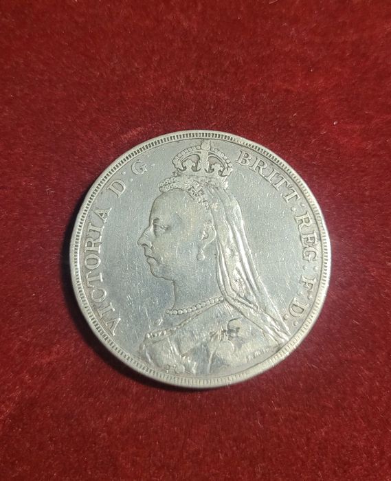 Srebra moneta one crown brytyjska królowa wiktoria 1889