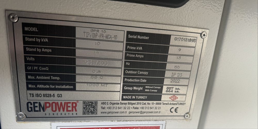 ⸻  Продам новый дизельный генератор GENPOWER GPR-10 (Турция)