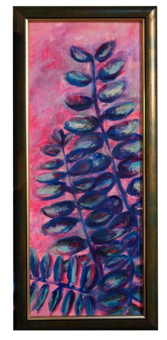 Obraz, malarstwo, akryl na płótnie, dyptyk, martwa natura, liście